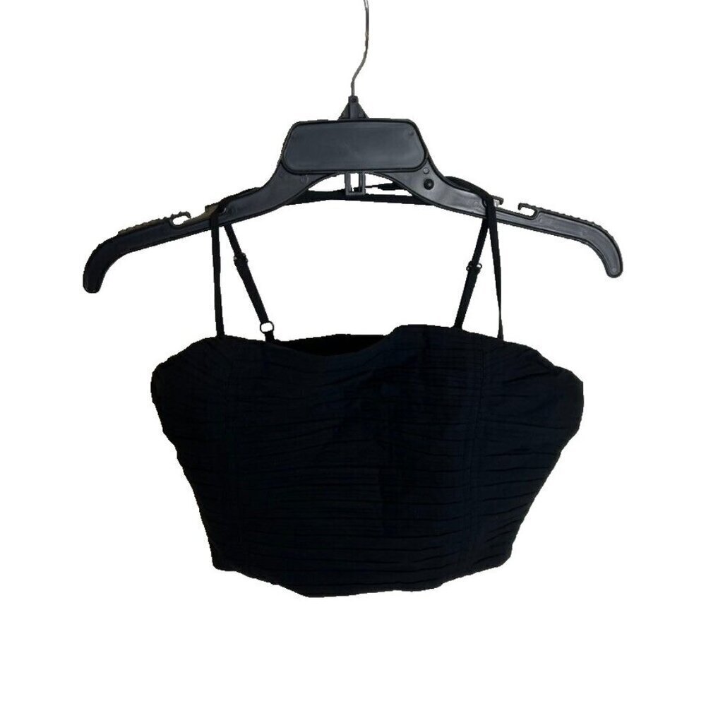Madewell $78 Womens Poplin Crop Tube Top in Black Size 00 NL058